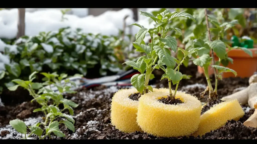 Non gettate più le vostre vecchie spugne! L’astuzia sorprendente che protegge le vostre piante dal freddo